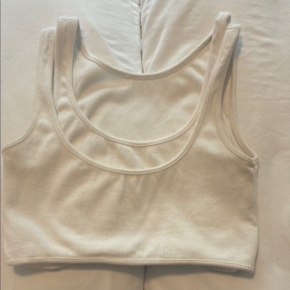 Princess Polly Cream Ribbed Crop Top